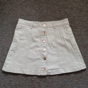 tan button down mini skirt